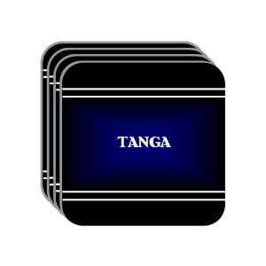 Personal Name Gift   TANGA Set of 4 Mini Mousepad Coasters (black 