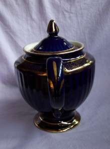 Hall LOS ANGELES Cobalt Blue w/Gold Trim Teapot  