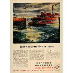  1955 Ad Koppers Creosote Wood Protect Product Riverboat 