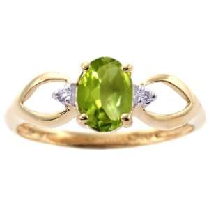 14K Yellow Gold Open Sided Oval Gemstone and Diamond Anniversary Ring 
