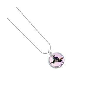 Flying Witch Light Purple Pearl Acrylic Pendant Snake Chain Charm 