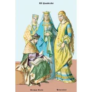  German Cleric and Princesses, 13th Century   Poster by 
