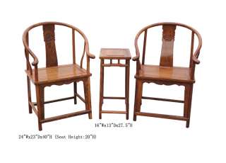 Pair Chinese Horseshoe Arm Chair Table Set WK2089  