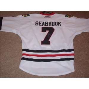 Brent Seabrook Autographed NFL Replica White Blackhawks Jersey