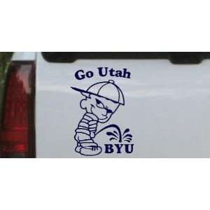 Go Utah Pee On BYU Car Window Wall Laptop Decal Sticker    Navy 22in X 