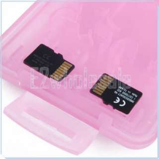 Micro SD SIM T flash Card Holder Case w Keychain Pink  