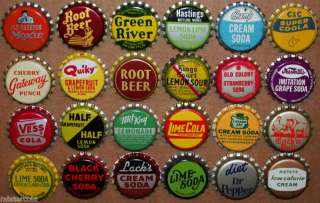 Soda pop bottle caps 24 ALL DIFFERENT cork lined Mix #1  