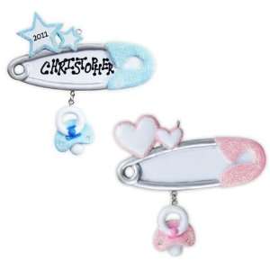  2494 Baby Pin Blue Personalized Christmas Ornament