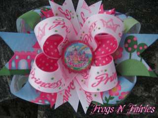 PRINCESS CASTLE PERSONALIZED NAME BOTTLECAP HAIRBOW  