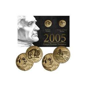     24K Gold Plated   Bison & Ocean Nickels (4 coins) 