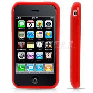  Ecell   RED RUBBER GEL CASE COVER SKIN FOR IPHONE 3G 3GS 