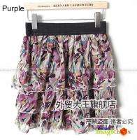 Women Fashion Chiffon Flower Pleated Short Skirt #065  