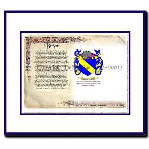  Bryns Coat of Arms/ Family History Wood Framed