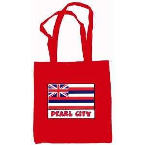  Pearl City Hawaii Souvenir Canvas Tote Bag Red Everything 