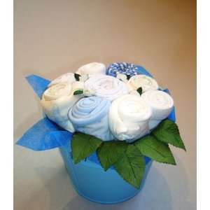 Baby Flower Bucket   Blue   Baby Clothes Gift Assortment (3 6 Months 