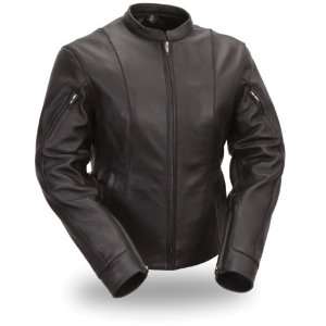 First Manufacturing Womens Side Buckled Racer Jacket (Black, X Small)
