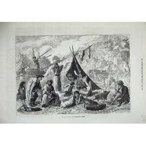   1873 Encampment Hungarian Gipsies Tent People Animals