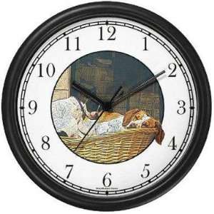   bed (JP6) Dog Wall Clock by WatchBuddy Timepieces (Hunter Green Frame