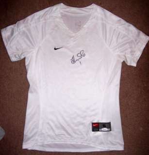 HOPE SOLO SIGNED WHITE NIKE SOCCER JERSEY JSA CHECK AUTHENTICITY RIGHT 