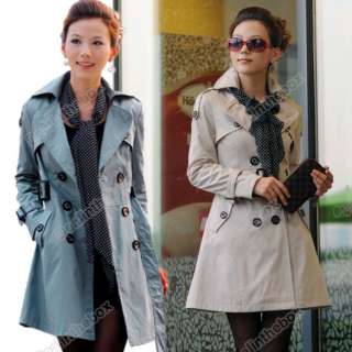   Women Military Style Double Breasted Trench Coat Jacket L~XL 2 Colors