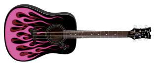 Dean Bret Michaels Signature Acoustic Guitar, Pink Flames, FREE 