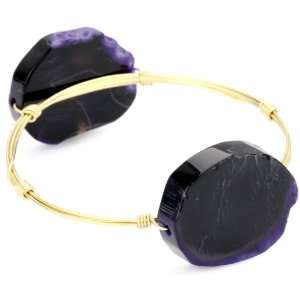  Susan Hanover Earthly Double Stone Purple Agate Bangle 