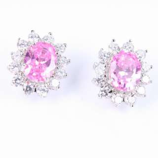 6x8mm PINK SAPPHIRE COCKTAIL SUNSHINE EARRINGS**  