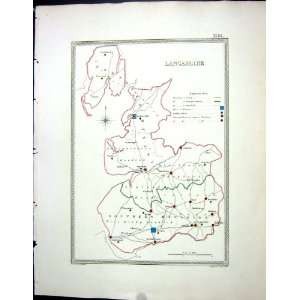   Antique Map C1850 Lancashire England Preston Blackburn