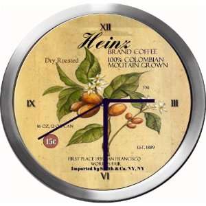  HEINZ 14 Inch Coffee Metal Clock Quartz Movement Kitchen 