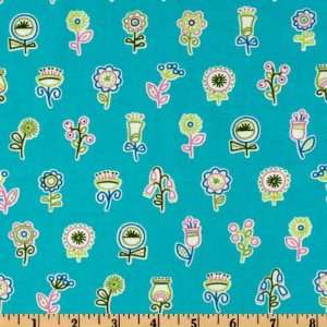  44 Wide Summersault Flowerpop Turquoise Fabric By The 