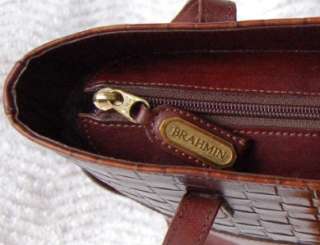 Vintage BRAHMIN Brown WOVEN LEATHER Shoulder Bag Purse  