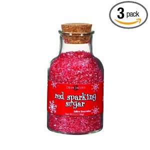Dean Jacobs Red Sparkling Sugar Glass Jar with Cork, 5.5 Ounce (Pack 
