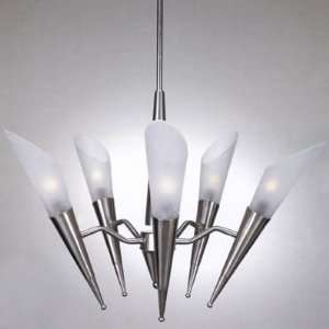  caliente chandelier in polished steel & frost glass