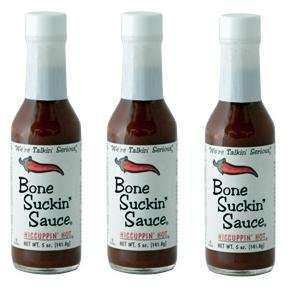 Bone Suckin Sauce Hiccuppin Hot Sauce 3 5oz bottles  