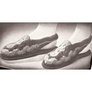 Vintage Crochet PATTERN to make   Crocheted Slippers Slides Scuffs 