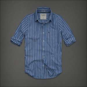  by Hollister HCO CLIFF MOUNTAIN Dress Shirt Blue Stripes S  