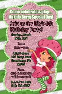 Strawberry Shortcake invitations + Party supplies  