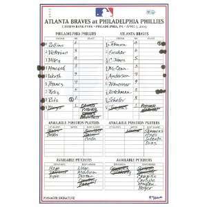   Phillies 2009 Official Dugout Lineup Card