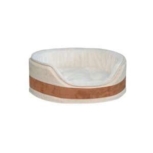  Microsuede Modern Strip Oval Pet Bed   Medium   Cream 