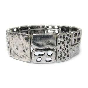    Burnished Silvertone Metal Stretch Bangle Fashion Bracelet Jewelry