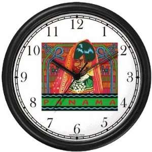  Panama Travel Poster   Women in Native Dress Wall Clock by 