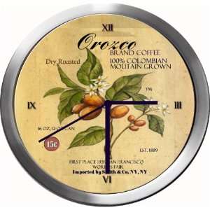  OROZCO 14 Inch Coffee Metal Clock Quartz Movement Kitchen 