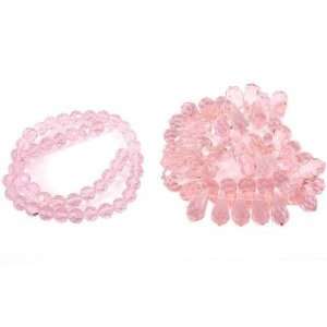   Pink Round Teardrop FP Chinese Crystal Beads 2 Strands