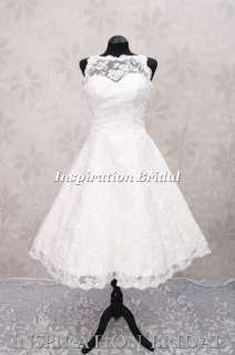 wedding dress bridal gown short 60s 50s 1950s vintage c268 lace tea 
