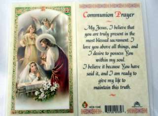 GIRL PRECIOUS MOMENTS FIRST COMMUNION WALL CROSS + HOLY CARD  