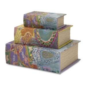  Set of 3 Bohemian Paisley Decorative Book Style Boxes 11 