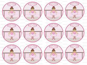 Pink Ballerina Rice Paper Cup Cake Toppers x 24  