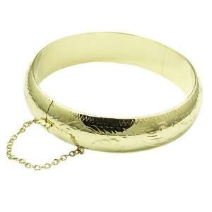  Caribe Gold 14K Gold over Silver 15mm Engraved Bangle 