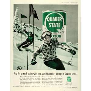  1959 Ad Quaker State Motor Oil Downhill Snow Skiing Slopes 