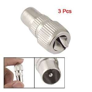  RF Type Connector Adaptor Male 3 Pcs Silver Tone 